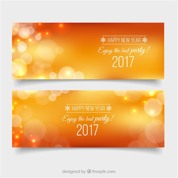 Banners bokeh orange new year