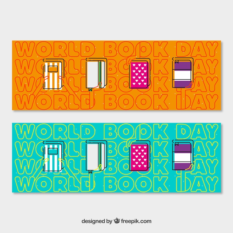 Free Vector banners of books in flat design