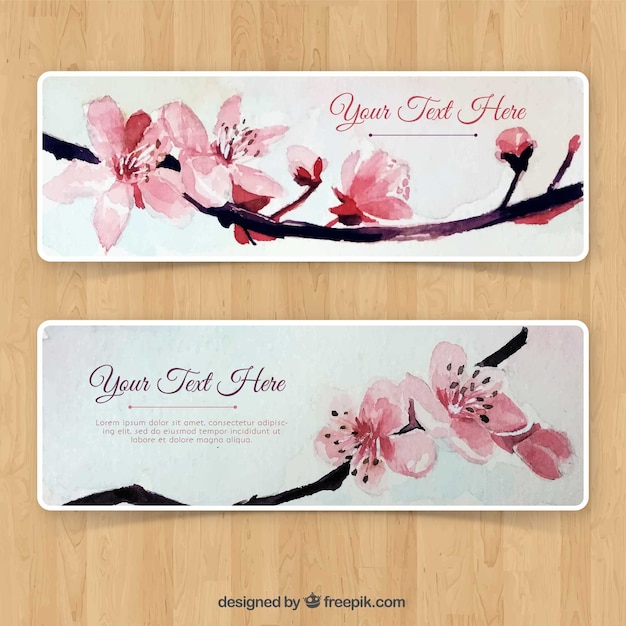 Free vector banners of cherry blossoms