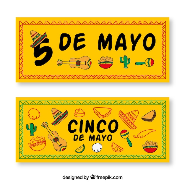 Vettore gratuito banner di cinco de mayo festa