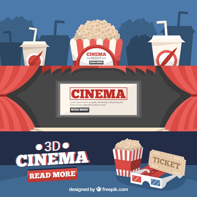 Free vector banners of cinema elements set