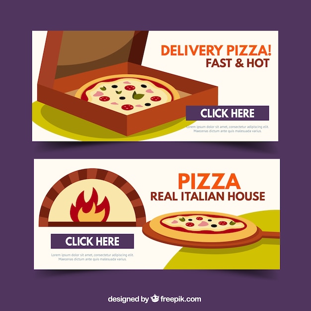 Free vector banners of delicious pizzas