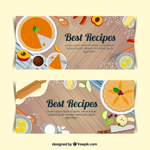 Free vector banners of delicious recipes