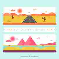 Free vector banners of desert landscapes