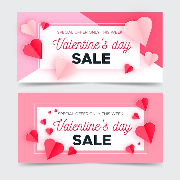 Banners design for sales on valentines day