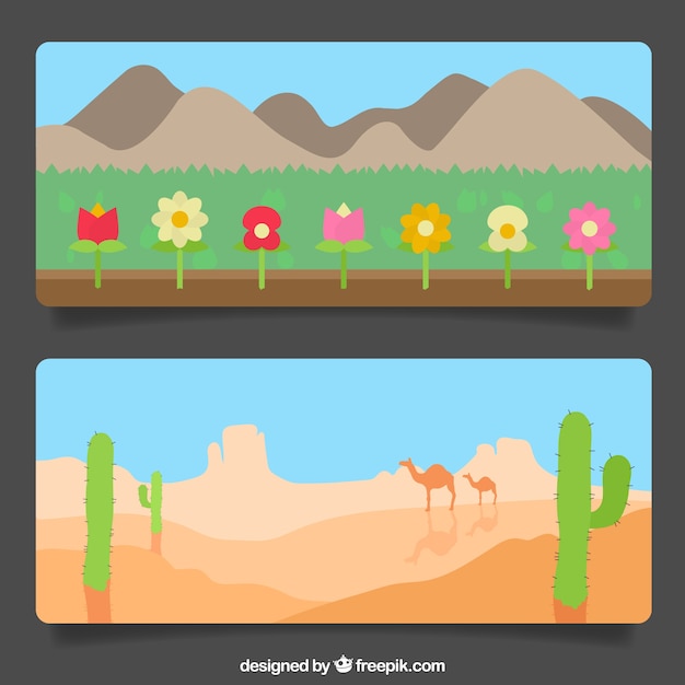 Free vector banners of different landscapes