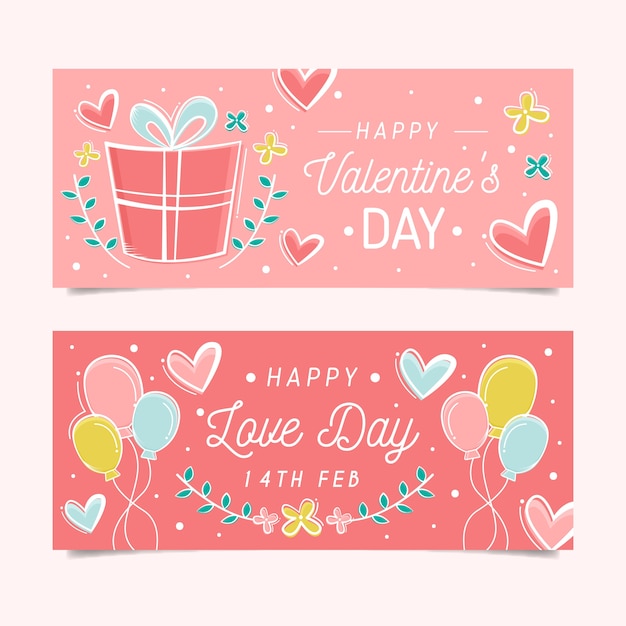 Banners flat valentine's day