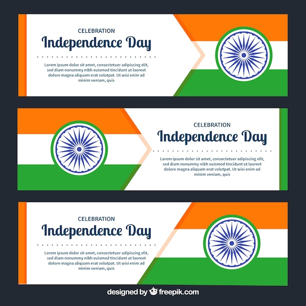 Баннеры для дня независимости индии с плоским дизайном