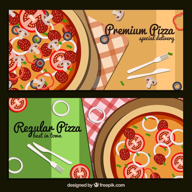 Free vector banners of hand drawn pizza