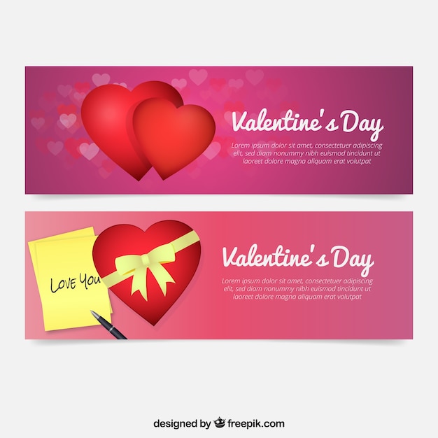 Баннеры сердца на День святого Валентина