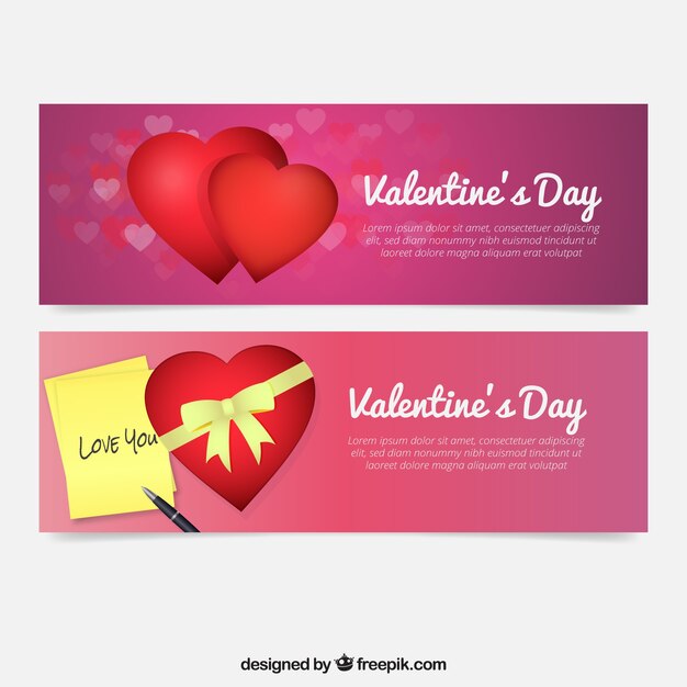 Banners of hearts for valentine's day