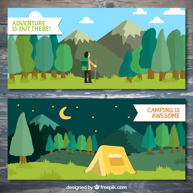 Free vector banners of hiking areas