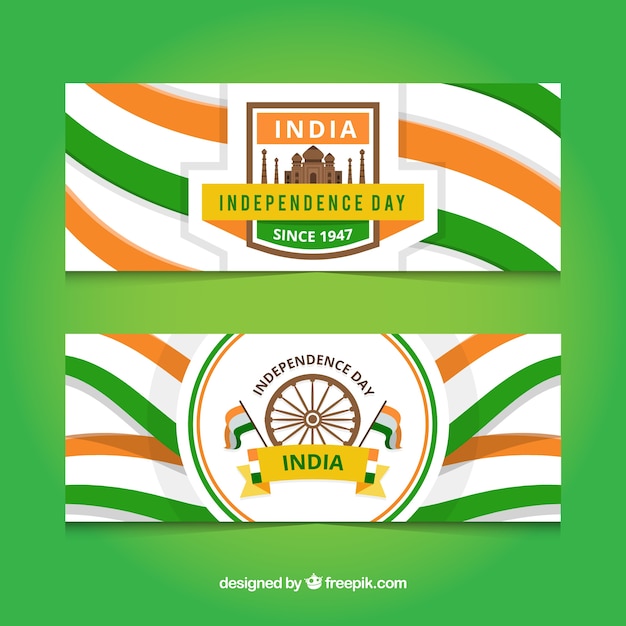 Баннеры для дня независимости Индии с плоским дизайном