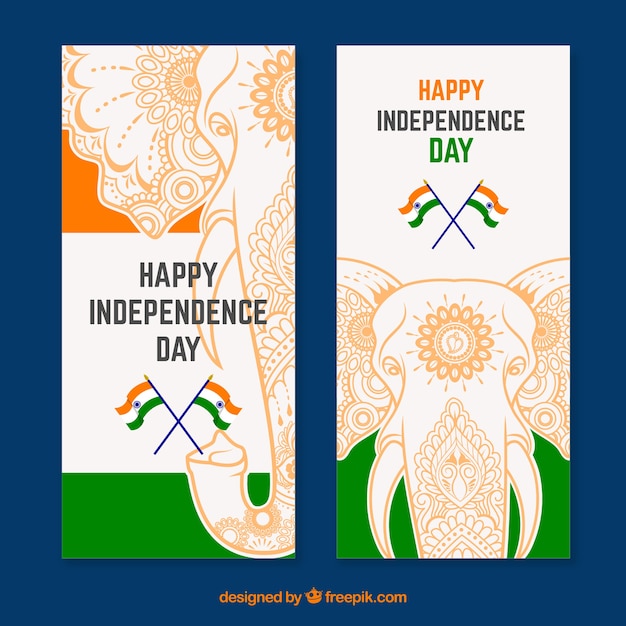 Banners for the independence day of india with flat design