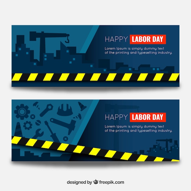 Free vector banners for labor day in the construction work