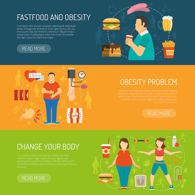 Vettore gratuito banners obesity concept