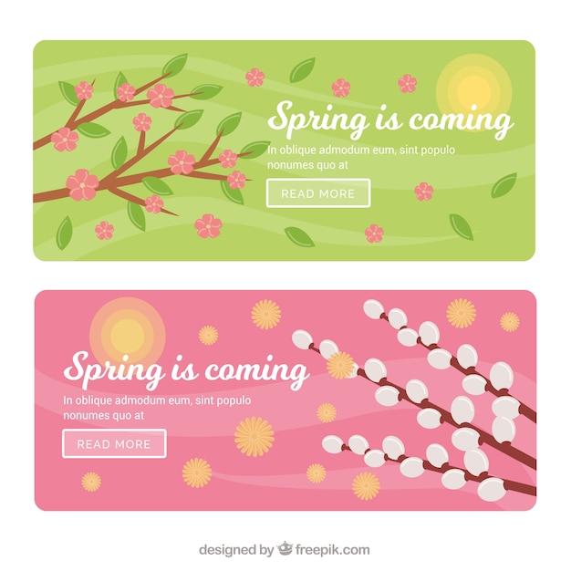 無料ベクター banners of cherry blossoms