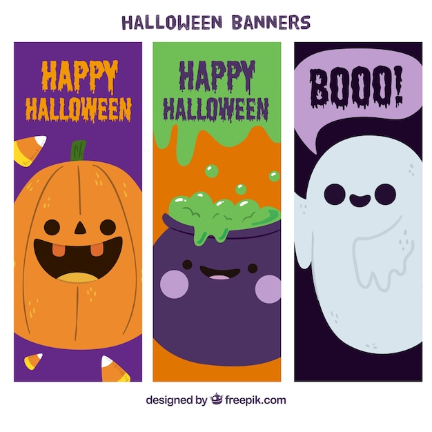 かわいいハロウィーンキャラクターのバナー