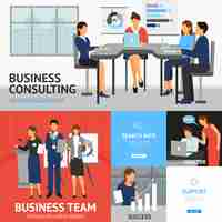 Free vector banners set of business training