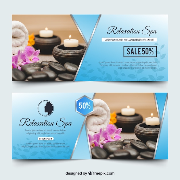 Free vector banners for the spa with a photo