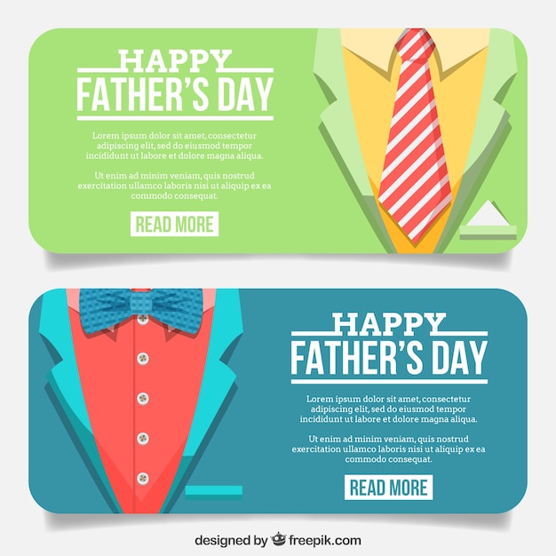 Banners of suit with necktie and bow tie