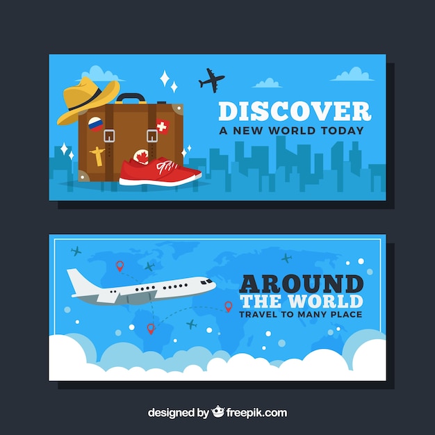 Banners of travel around the world – Free Vector Templates