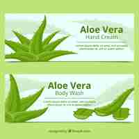 Vettore gratuito banner trattamento con aloe vera