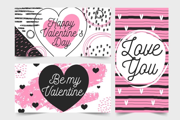 Free vector banners for valentine day in flat design style