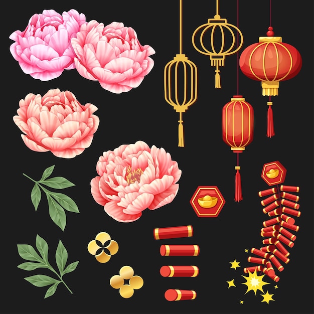 Banner con elementi di capodanno cinese 2021