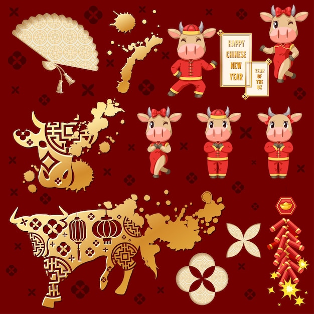 Banners with 2021 chinese new year elements