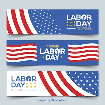 Banners with american flag for labor day