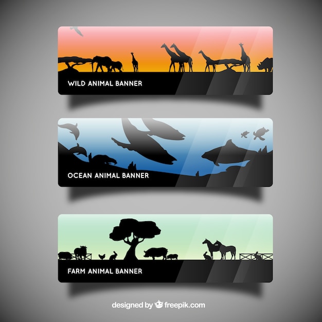 Banners with animal silhouettes