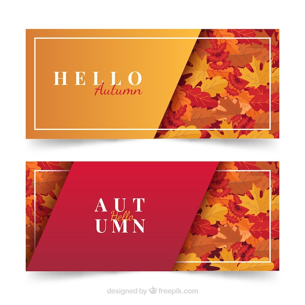 Banners with autumn leaf