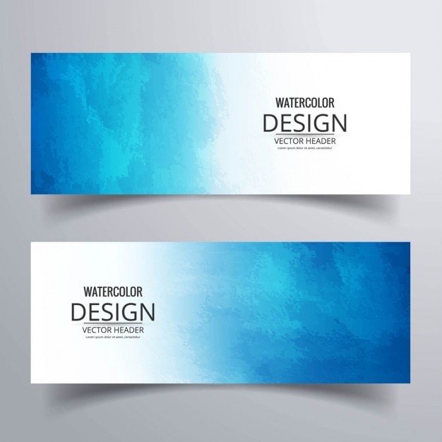 Free vector banners with blue watercolors