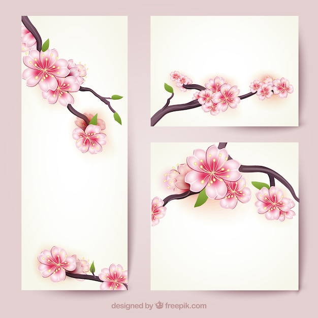 Free vector banners with cherry blossoms