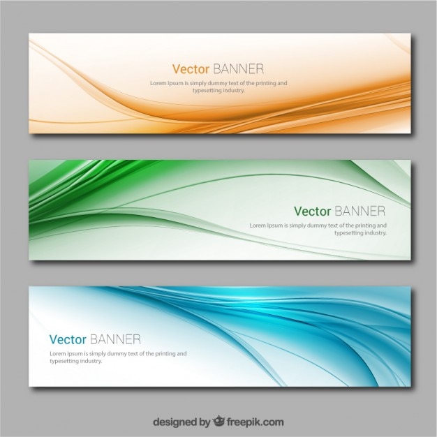 Free vector banners with colored waves