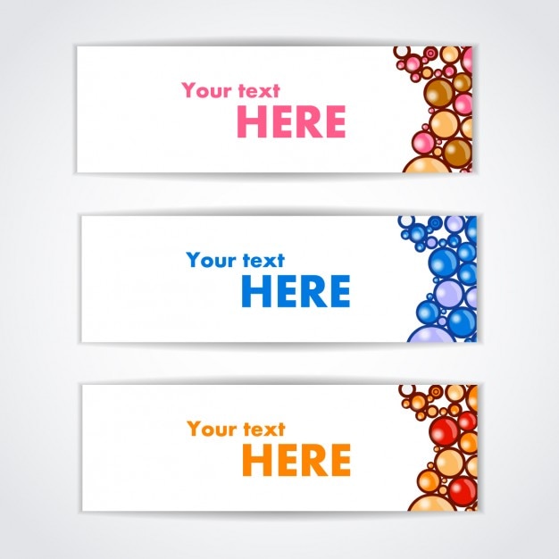 Free vector banners with colorful bubbles