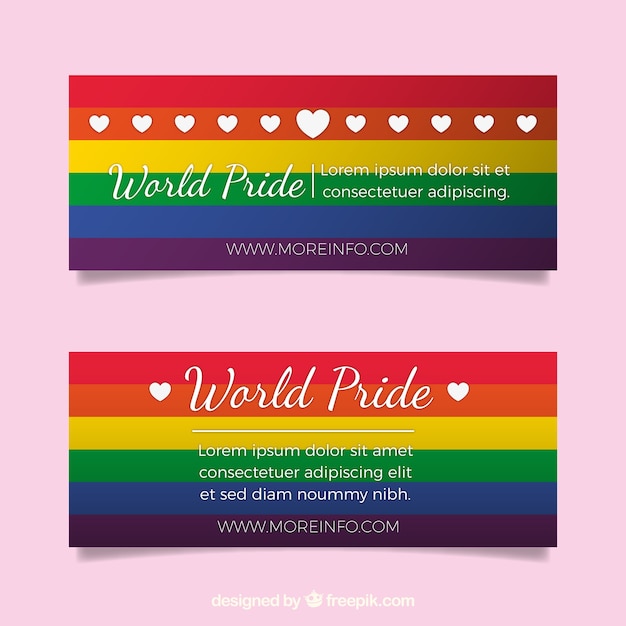 Free vector banners with colorful pride day stripes