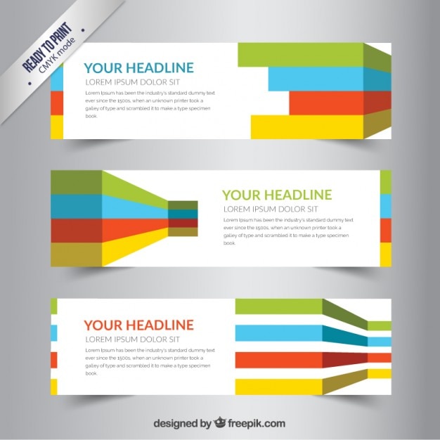 Free vector banners with colorful stripes