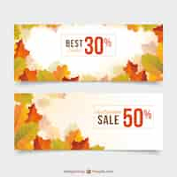 Free vector banners with dry leaves