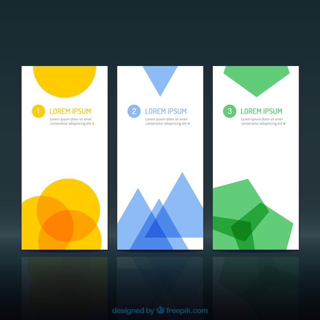 Free vector banners with geometric shapes