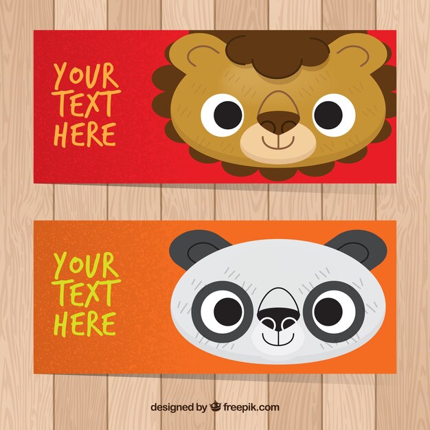 Banners with nice lion and panda