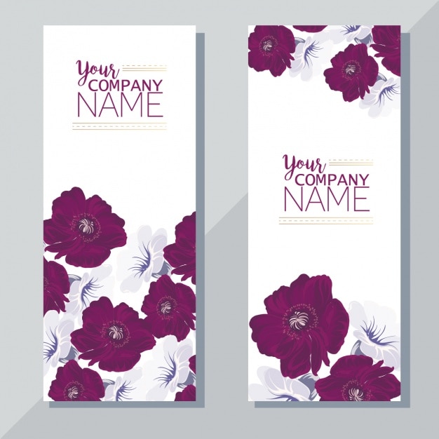 Free vector banners with purple flowers