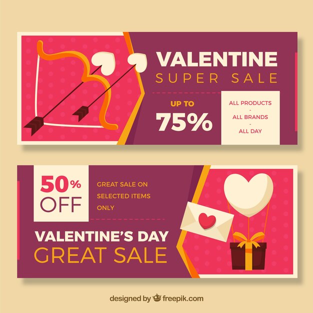 Баннеры со специальными предложениями на День святого Валентина