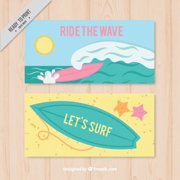 Banners with surf elements