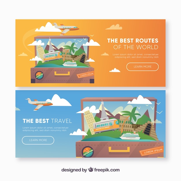 Banners with travel concept