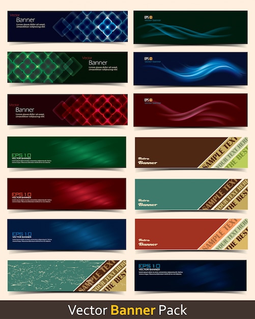 Free vector banners with wavy shapes, collection