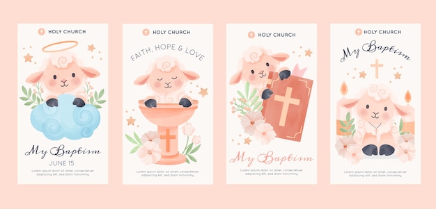 Free vector baptism ceremony instagram stories template