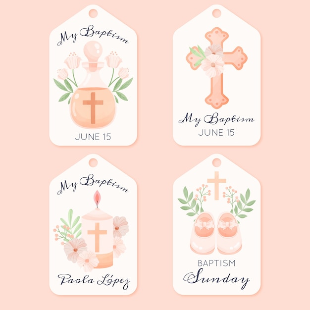 Free vector baptism ceremony labels  template