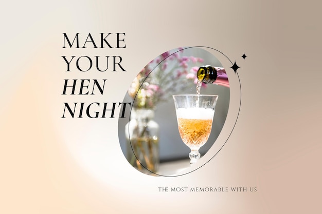 Bar campaign banner template with champagne glass photo